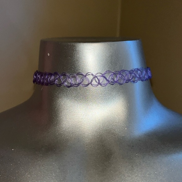 Light Purple choker necklace 90s goth cyber necklace jewelry stretchy y2k 2000s - Picture 1 of 2